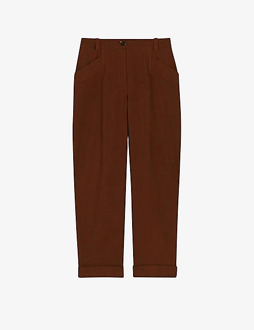 CLAUDIE PIERLOT: Papaux tapered-leg cropped stretch-woven trousers