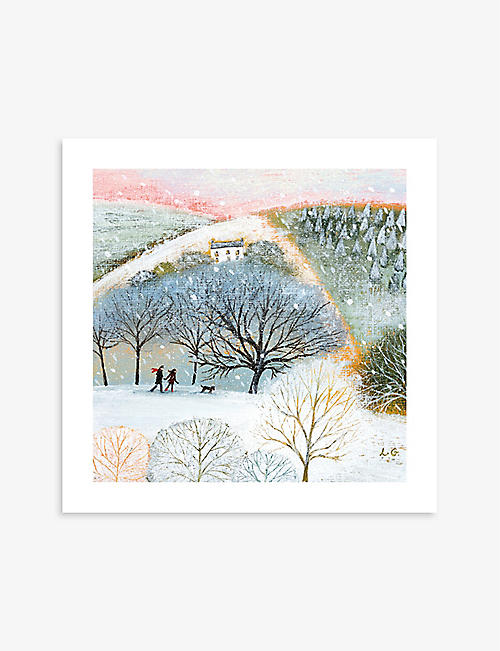 CHRISTMAS: Christmas Fayre Winter Walkers Christmas cards 13cm x 13cm pack of 8