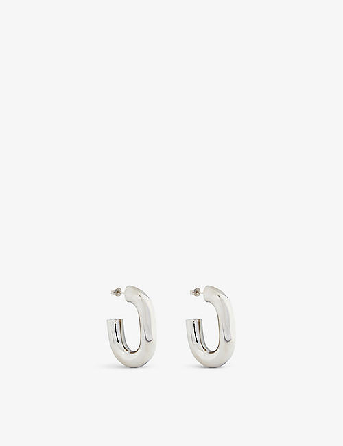 PACO RABANNE: XL Link silver-tone hoop earrings