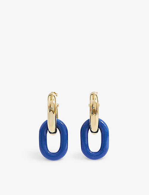 PACO RABANNE: Link brass and resin earrings