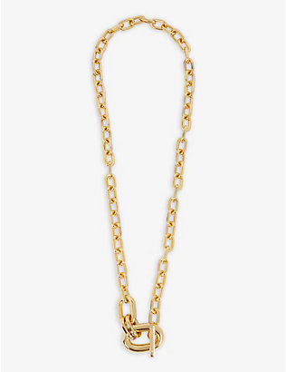 PACO RABANNE: XL link gold-toned metal chain necklace