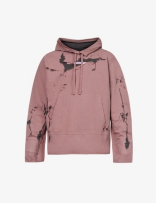 Distressed graphic-print cotton-jersey hoody