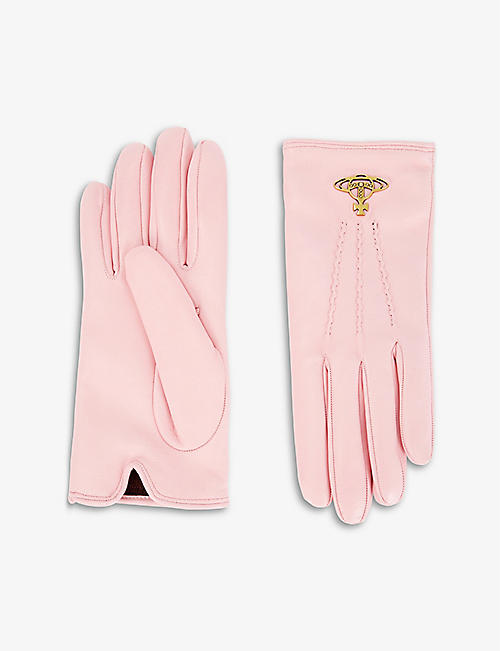 VIVIENNE WESTWOOD: Brand-plaque tonal-stitched leather gloves