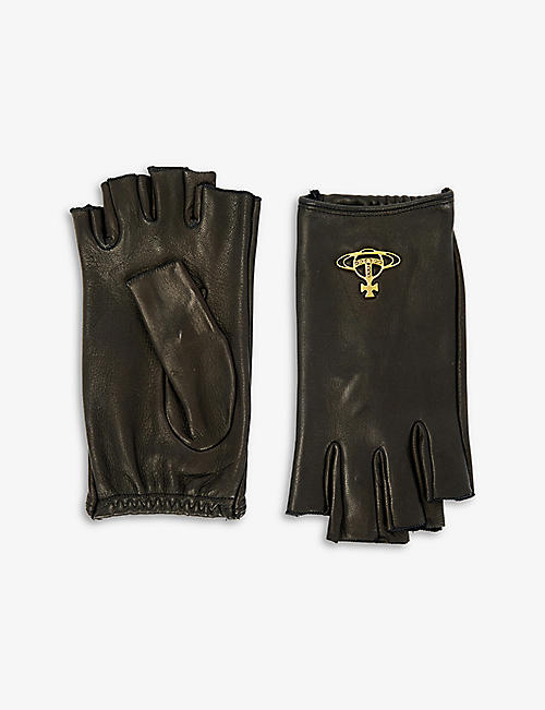 VIVIENNE WESTWOOD: Brand-plaque fingerless leather gloves
