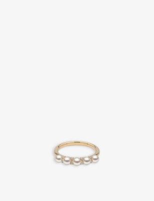 YOKO LONDON: Eclipse 18ct yellow-gold, 0.52ct brilliant-cut diamond and Akoya pearl ring