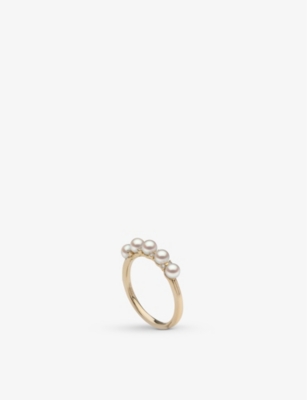 YOKO LONDON: Eclipse 18ct yellow-gold, 0.52ct brilliant-cut diamond and Akoya pearl ring