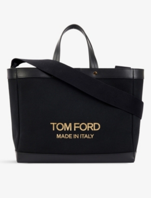 TOM FORD - E/W brand-print cotton-canvas tote bag 