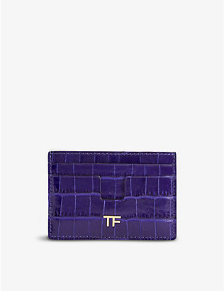 TOM FORD: Brand-plaque leather card holder