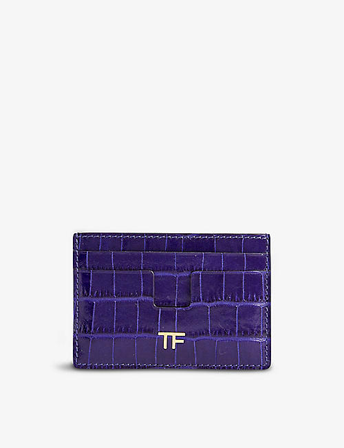TOM FORD: Brand-plaque leather card holder