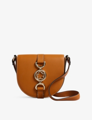 TED BAKER KENSIE MAGNOLIA DETAIL LEATHER CROSS BODY BAG 