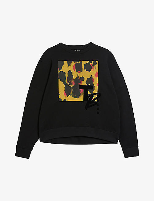 TED BAKER: Leopard-print graphic cotton sweatshirt