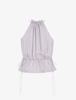 Ted Baker Cliara Textured Stretch-woven Halter-neck Top In Lilac