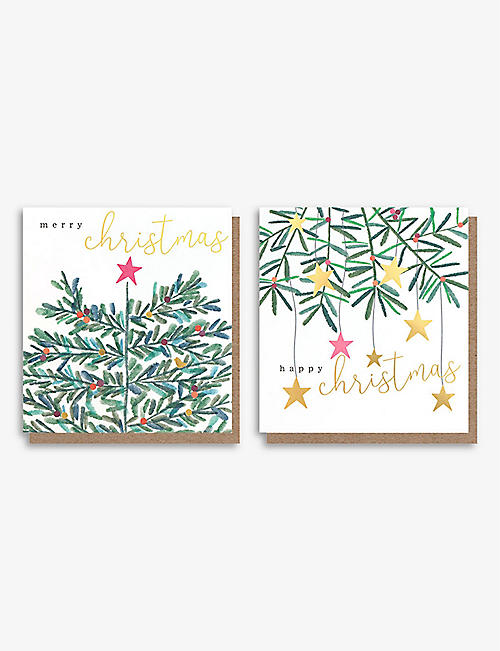 CAROLINE GARDNER: Merry Christmas Tree Stars mixed charity Christmas cards pack of eight