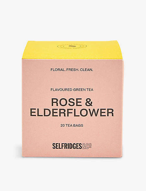 SELFRIDGES SELECTION: Rose & Elderflower flavoured green tea bags pack of 20