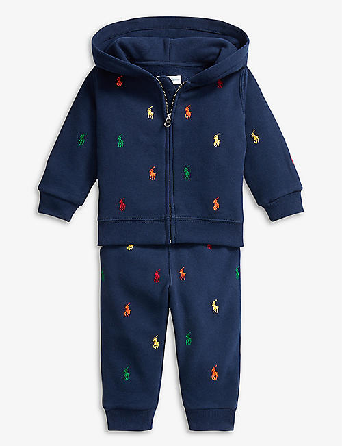 RALPH LAUREN: Polo Pony logo-embroidered cotton-blend hoody and trouser set 3-24 months