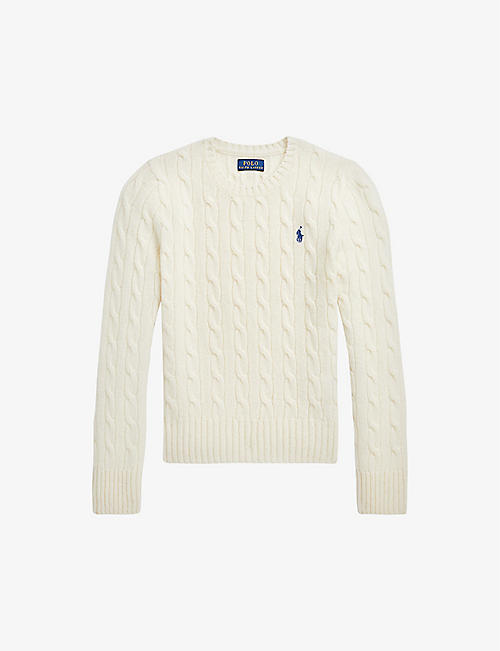 RALPH LAUREN: Logo-embroidered cable-knit cotton jumper 6-12 years