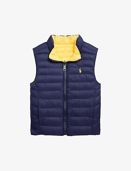 RALPH LAUREN: Logo-embroidered reversible recycled-nylon gilet 3-4 years