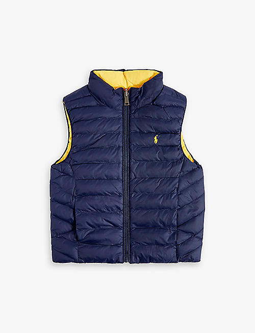 RALPH LAUREN: Logo-embroidered reversible recycled-nylon gilet 5-7 years