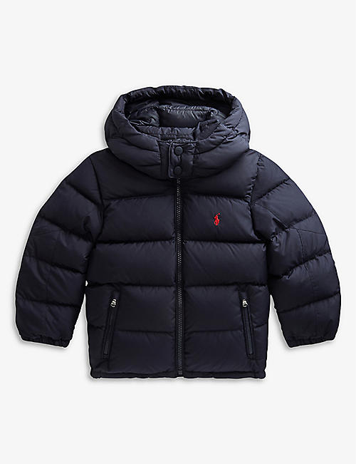 RALPH LAUREN: Logo-embroidered recycled-polyester puffer jacket 6-12 years