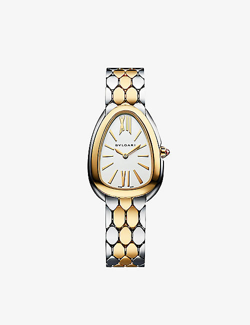 BVLGARI: Serpenti Seduttori 18ct yellow-gold and stainless-steel quartz watch
