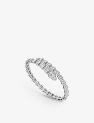 Shop Bvlgari Womens White Gold Serpenti Viper 18ct White-gold And 3.28ct Brilliant-cut Diamond Bracelet
