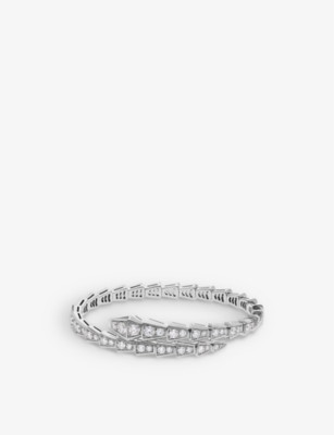 Bvlgari Womens White Gold Serpenti Viper 18ct White-gold And 3.28ct Brilliant-cut Diamond Bracelet