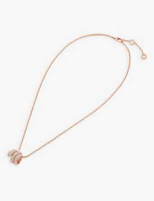 BVLGARI: Serpenti Viper 18ct rose-gold and 0.63ct round-cut diamond pendant necklace