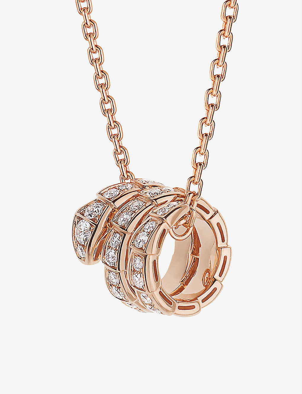 Bvlgari Womens Rose Gold Serpenti Viper 18ct Rose-gold And 0.63ct Round-cut Diamond Pendant Necklace
