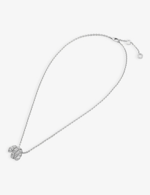 BVLGARI: Serpenti Viper 18ct white-gold and 0.63ct round-cut diamond pendant necklace