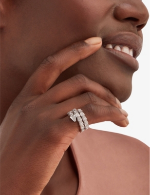 Shop Bvlgari Womens White Gold Serpenti Viper 18ct White-gold And 1.22ct Brilliant-cut Diamond Ring