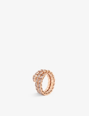 Bvlgari Womens Rose Gold Serpenti Viper 18ct Rose-gold And 1.22ct Brilliant-cut Diamond Ring