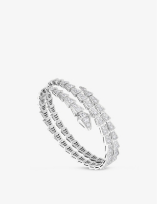 Bvlgari Womens White Gold Serpenti Viper 18ct White-gold And 5.89ct Brilliant-cut Diamond Bracelet