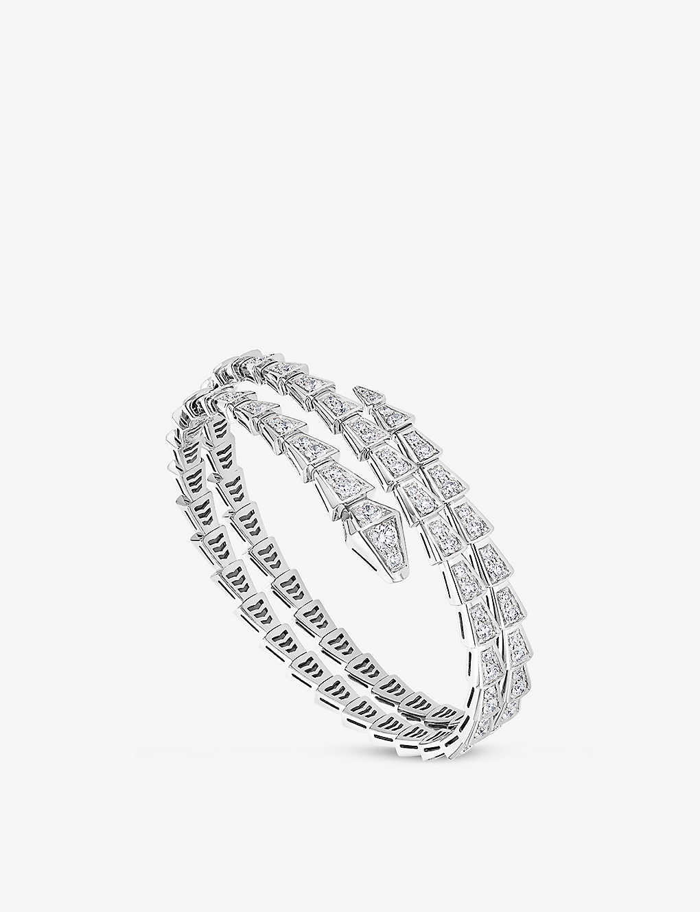 Bvlgari Womens White Gold Serpenti Viper 18ct White-gold And 5.89ct Brilliant-cut Diamond Bracelet