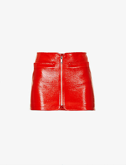 COURREGES: Vinyl high-waist cotton-blend mini skirt