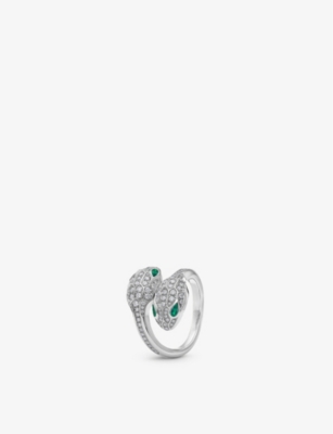 Shop Bvlgari Womens White Gold Serpenti Seduttori 18ct White-gold, 0.56ct Brilliant-cut Diamond And 0.2ct