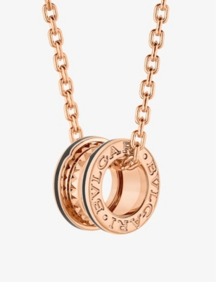 Bvlgari B.zero1 18ct Rose-gold And Ceramic Pendant Necklac In Ceramic;rose Gold