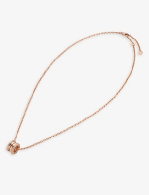Shop Bvlgari Womens Rose Gold B.zero1 18ct Rose-gold And 0.38ct Brilliant-cut Diamond Pendant Necklace