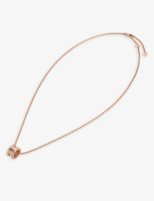 BVLGARI: B.zero1 18ct rose-gold and 0.38ct brilliant-cut diamond pendant necklace