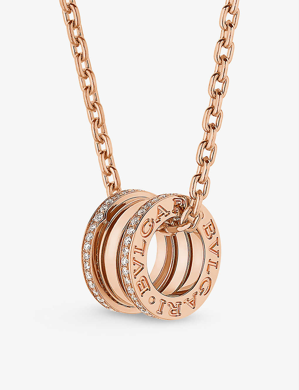 Bvlgari Womens Rose Gold B.zero1 18ct Rose-gold And 0.38ct Brilliant-cut Diamond Pendant Necklace