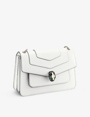 Shop Bvlgari Womens White Forever Snake-clasp Leather Cross-body Bag