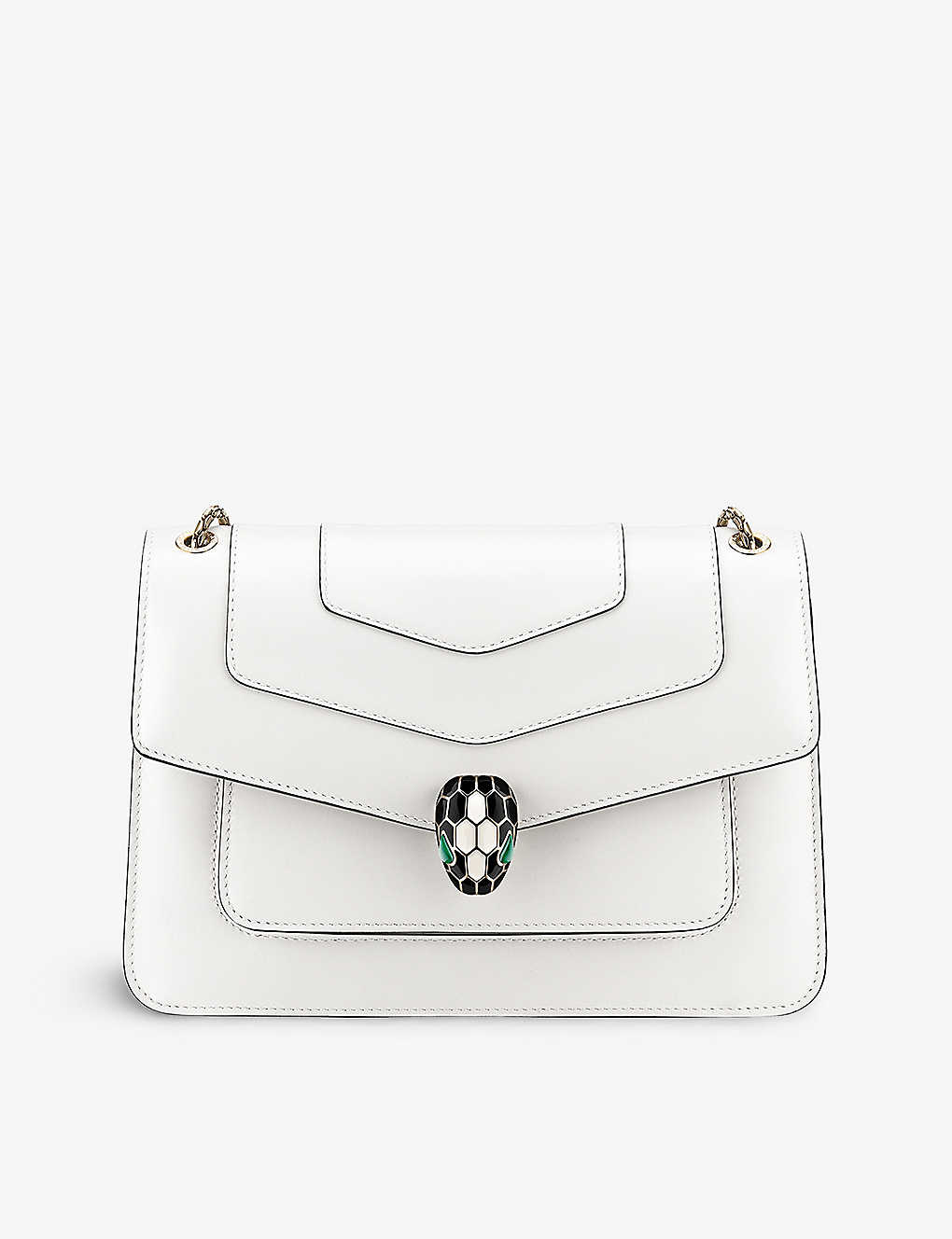 Shop Bvlgari Forever Snake-clasp Leather Cross-body Bag In White