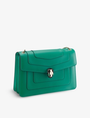 Bvlgari Womens Green Serpenti Forever Snake-clasp Leather Cross-body Bag In Green