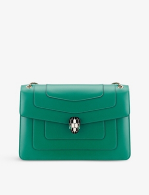 BVLGARI Forever Snake-clasp Leather Cross-body Bag in Green