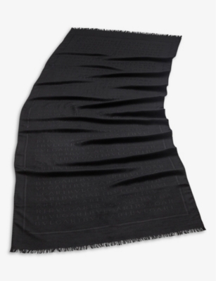 Bvlgari Womens Black Lettere Maxi Brand-pattern Wool And Silk Stole In Black
