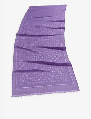 BVLGARI: Lettere Maxi brand-pattern wool and silk stole