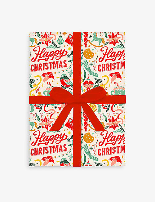 ELEANOR STUART: Happy Christmas wrapping paper 50cm x 70cm set of five