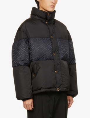 VERSACE Brand-print padded regular-fit shell-down jacket