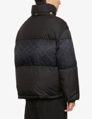 VERSACE Brand-print padded regular-fit shell-down jacket