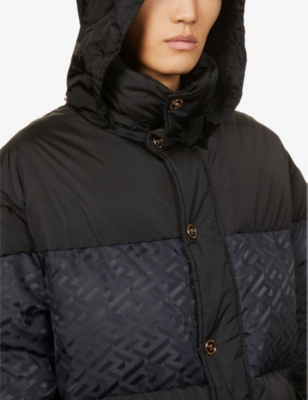 VERSACE Brand-print padded regular-fit shell-down jacket