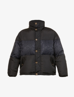 VERSACE Brand-print padded regular-fit shell-down jacket